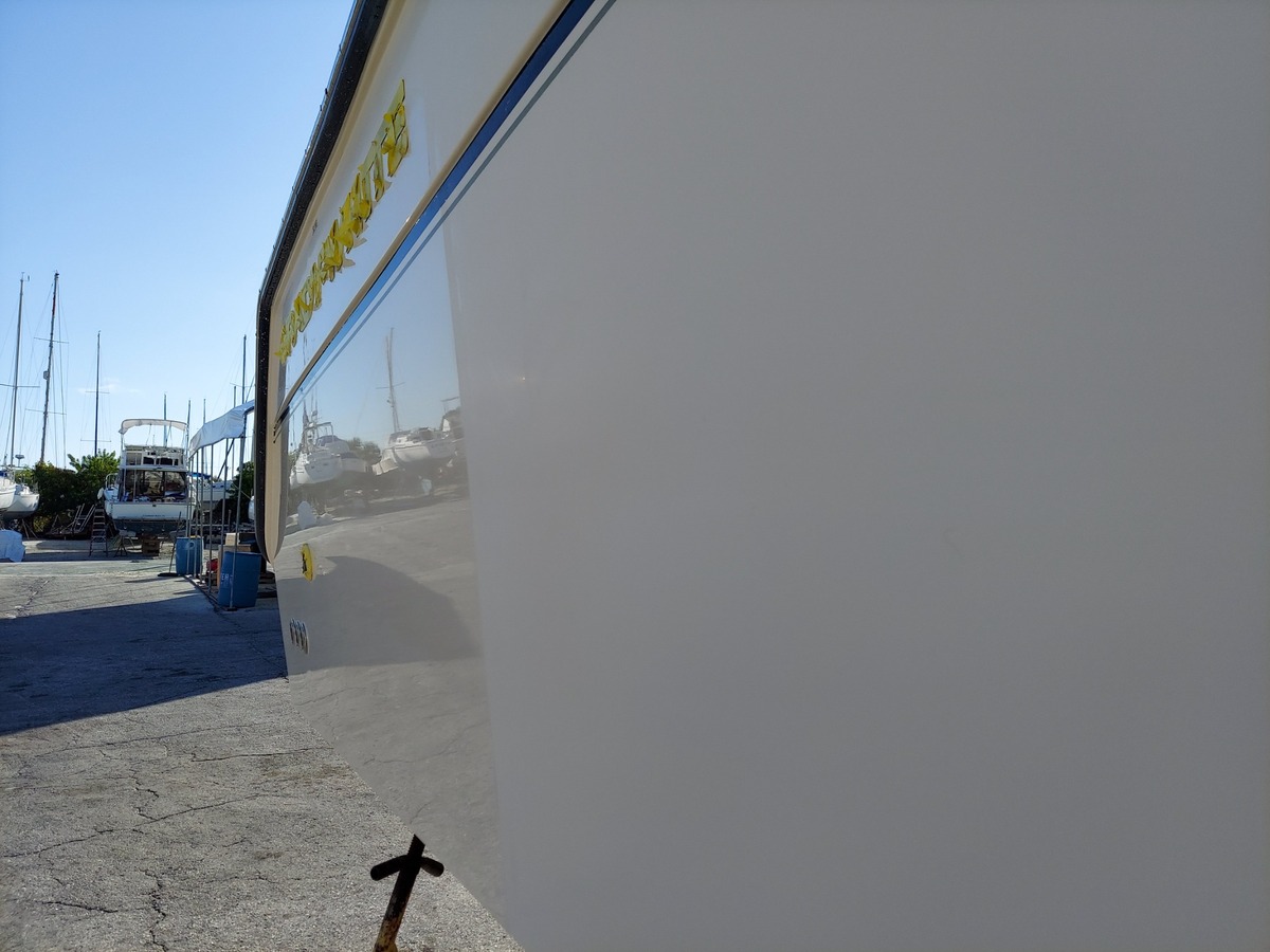 Bradenton Grady-White hull gelcoat restoration detail by Gulf Coast Fiberglass and Gelcoat