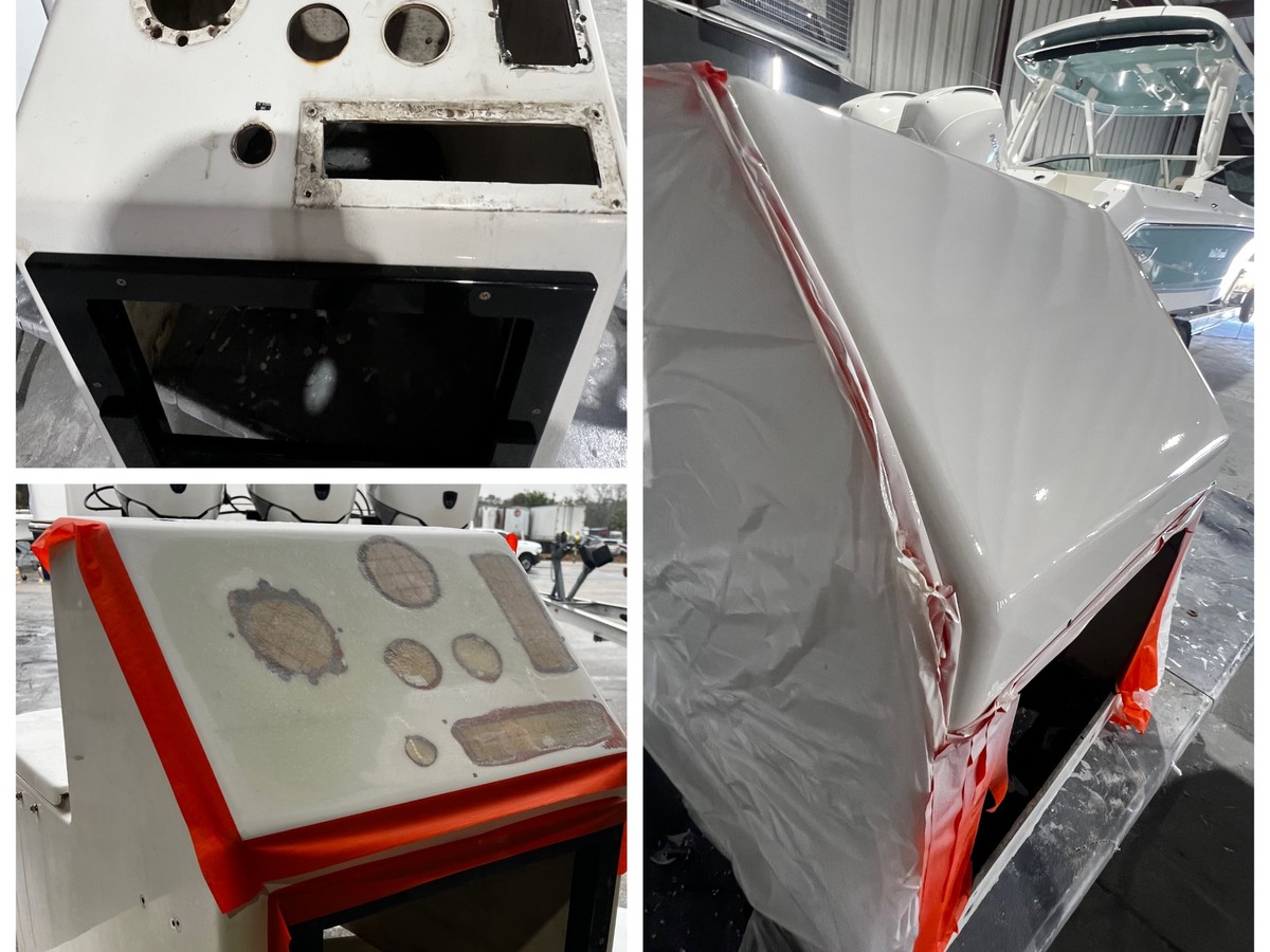 St. Petersburg console fiberglass fairing and gelcoat repair by Gulf Coast Fiberglass and Gelcoat