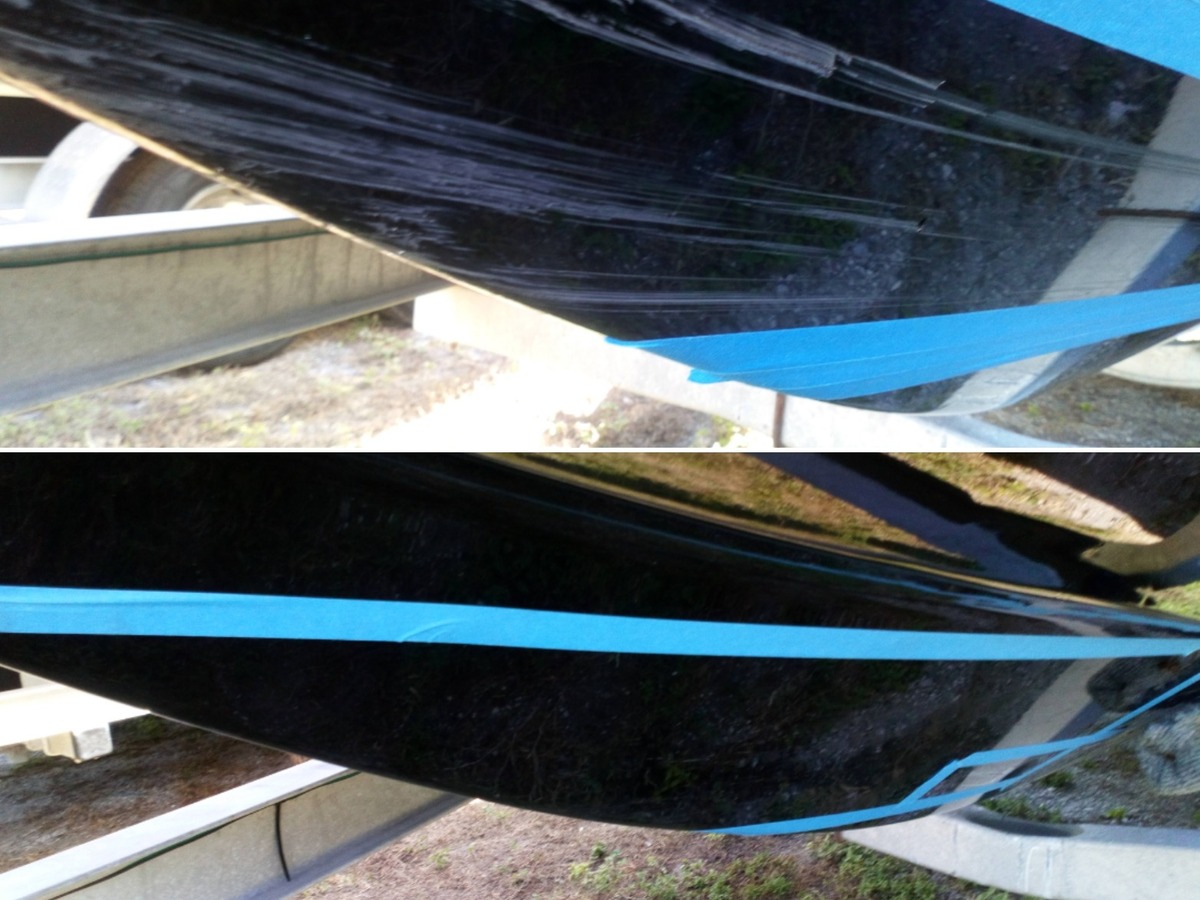 Boat hull damage repaired by Gulf Coast Fiberglass and Gelcoat